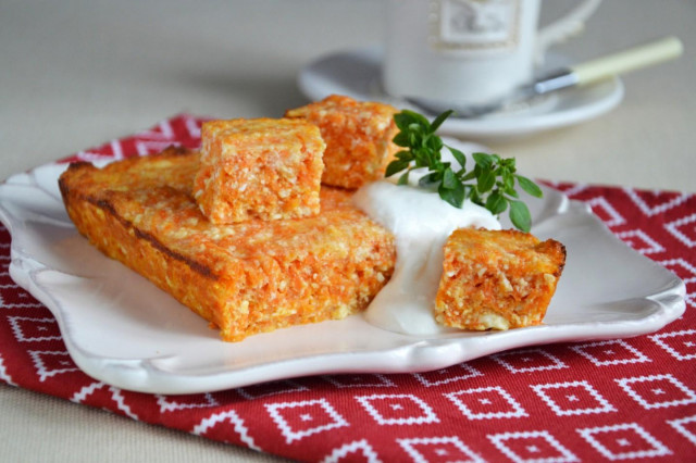 Cottage cheese carrot casserole in the oven