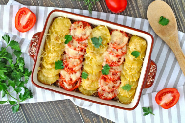 Potato and minced meat casserole in the oven