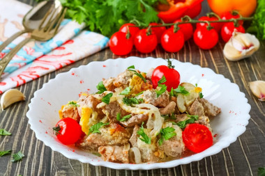 Pork in the oven with mayonnaise