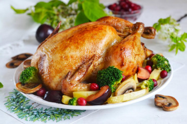 Chicken stuffed with mushrooms in the oven