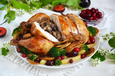 Chicken stuffed with mushrooms in the oven