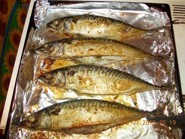 Mackerel baked in the oven is delicious