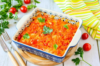 Pike perch with vegetables baked in the oven