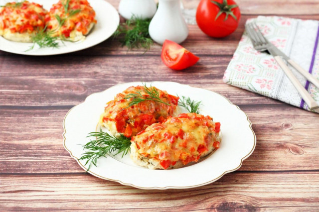 Chicken fillet with vegetables baked in the oven