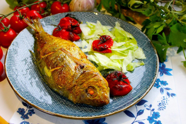 Dorada fish baked in the oven is delicious
