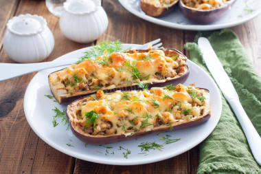 Stuffed eggplant baked in the oven with minced meat