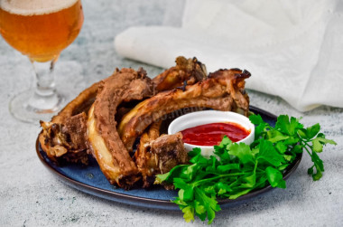 Pork ribs in the oven in foil