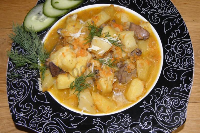 Potatoes with liver in the oven