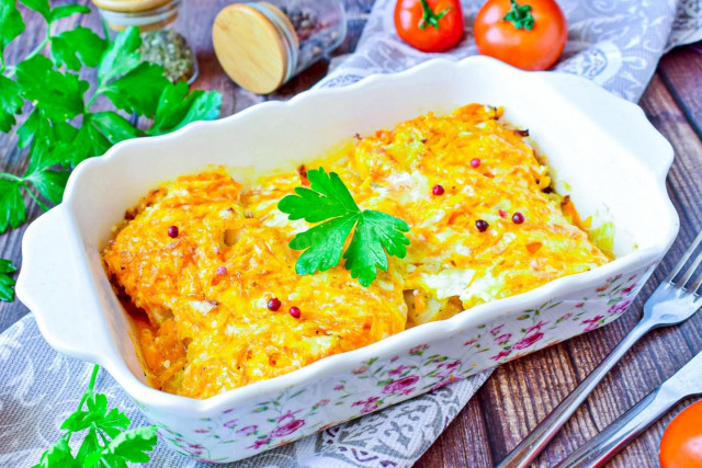 Fish in the oven with carrots and mayonnaise