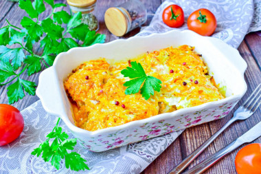 Fish in the oven with carrots and mayonnaise