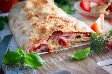 Stuffed pita bread in the oven