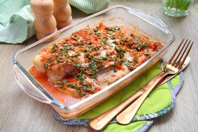 Sea fillet perch baked in the oven