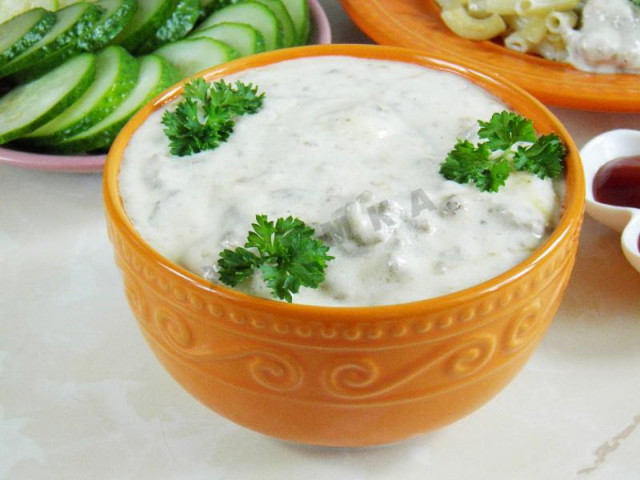 Minced meat with sauce Bechamel