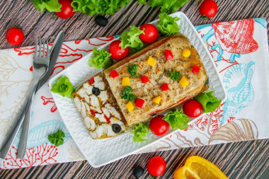 Marble chicken with gelatin in the oven