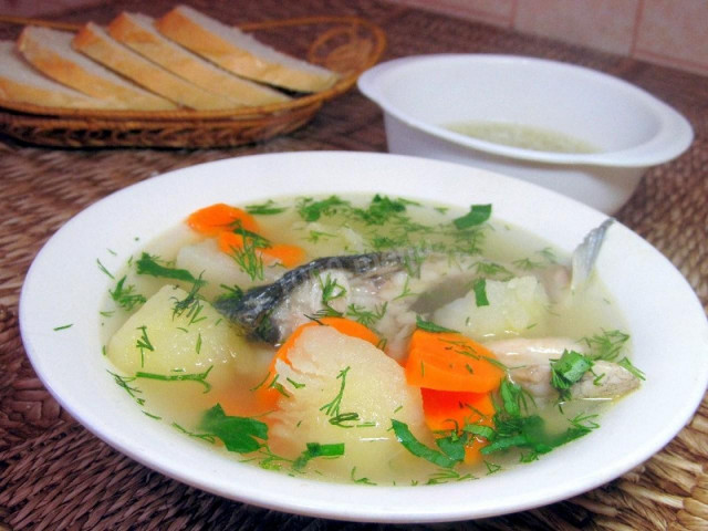 Classic fish soup with river fish potatoes