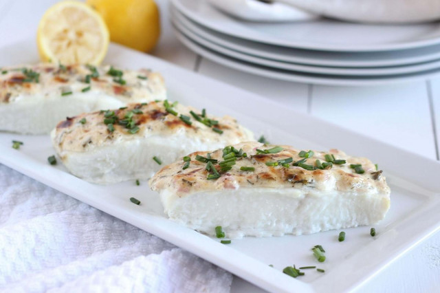 Halibut fillet in the oven