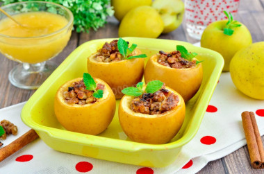 Apples with walnuts baked in the oven with honey