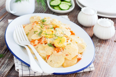 Potatoes with mayonnaise in a sleeve in the oven