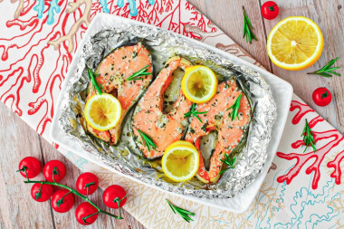 Coho steaks in the oven in foil