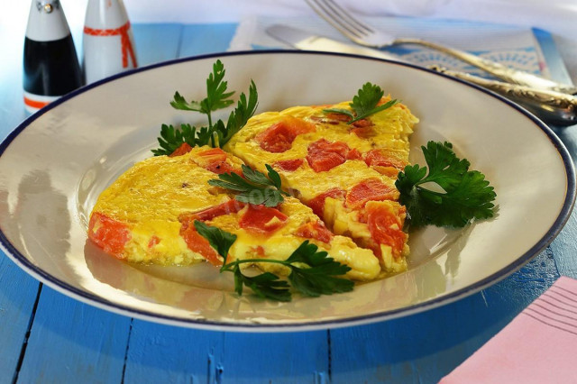 Omelet with tomatoes in the oven