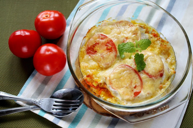 Delicacy fish in the oven from pink salmon