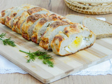 Minced meat roll in foil in the oven