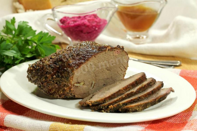 Beef pork in foil in the oven