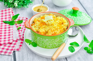 Millet porridge with pumpkin in a pot