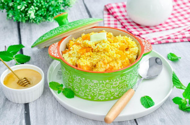 Millet porridge with pumpkin in a pot