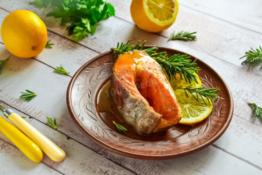 Juicy trout in the oven steaks in foil