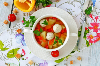 Soup with chicken meatballs