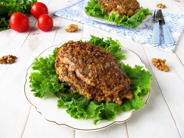 Chicken breast with walnuts baked in the oven