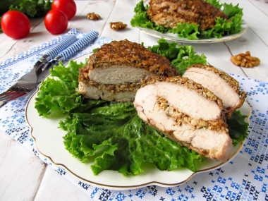 Chicken breast with walnuts baked in the oven