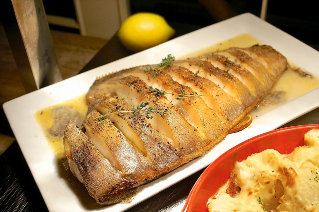 Halibut whole in the oven
