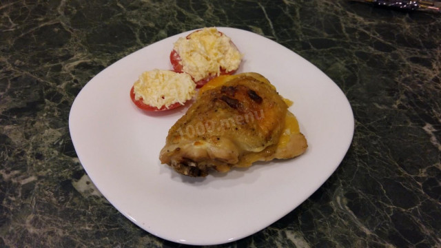 Chicken thighs stuffed with cheese in the oven