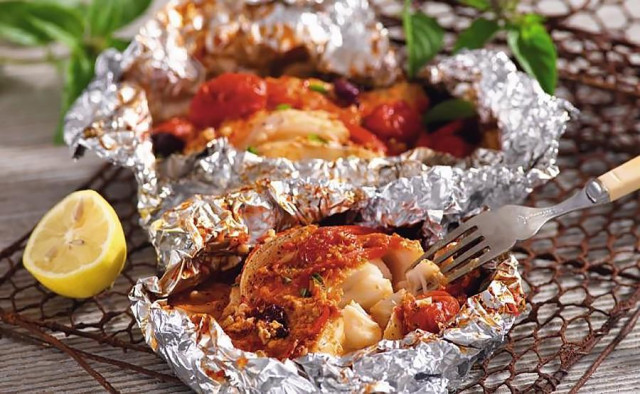 Pour in the oven in foil