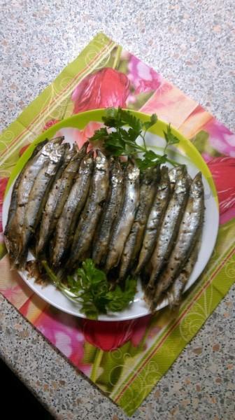 Capelin is in the oven.  Delicious and simple