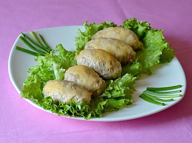 Cutlets in the oven with cheese and cabbage