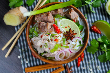 Classic Vietnamese pho bo soup