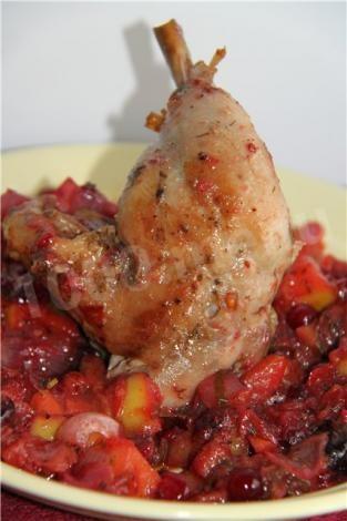 Chicken legs with blackcurrant sauce in the oven