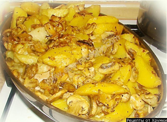 Baked potatoes with chicken in the oven