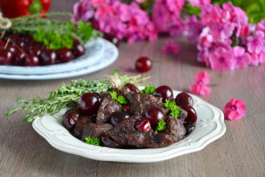 Meat with cherries