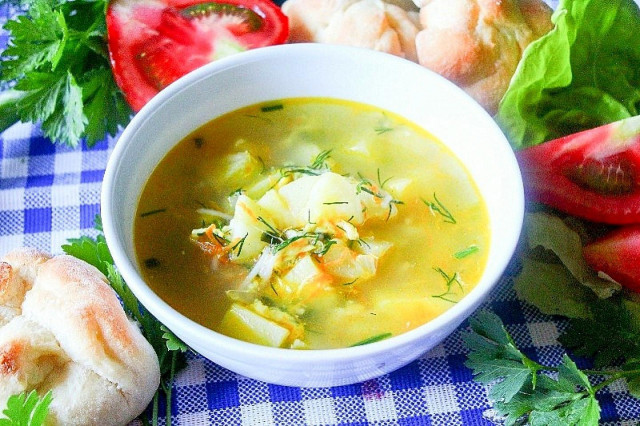 Chicken soup with egg and vermicelli