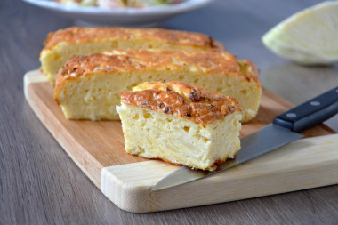 Aspic pie with cabbage on mayonnaise