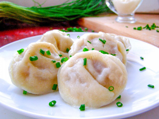 Homemade dumplings with chicken