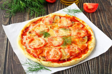 Pizza on thin dough without yeast