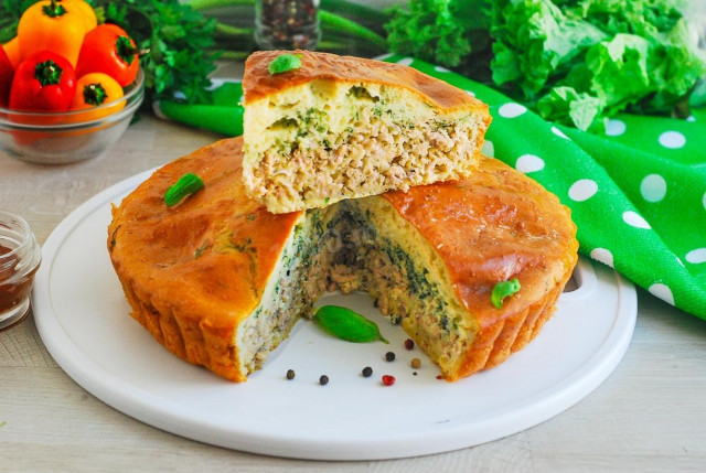 Aspic pie with meat on kefir