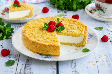 Sprinkle cake with cottage cheese