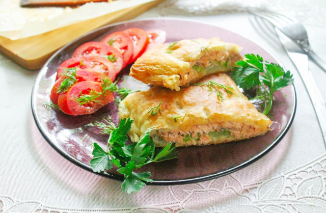 Fish in puff pastry dough