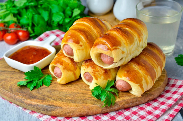 Sausages in kefir dough in the oven